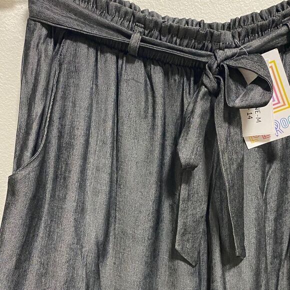 NWT LuLaRoe Dianne Pants Gray Wide Leg Tie Waist Size M - Picture 6 of 12